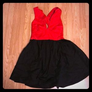 Shaye Blue red and black mini dress with bow back